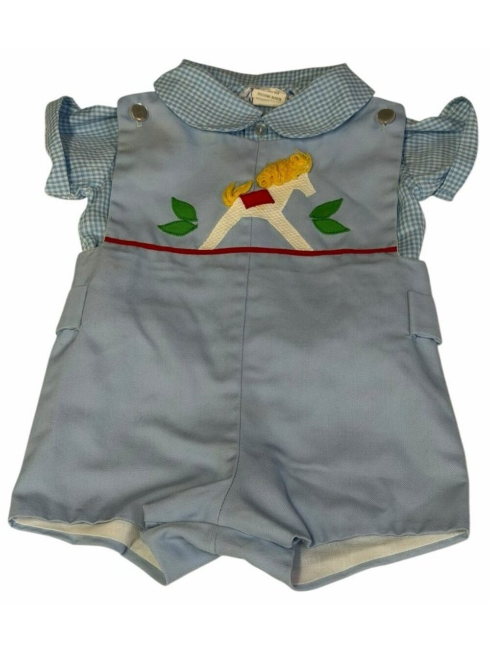 2 PC Vintage Jayne Copeland 9 MO Baby Romper & Shirt Embroidered Applique Horse